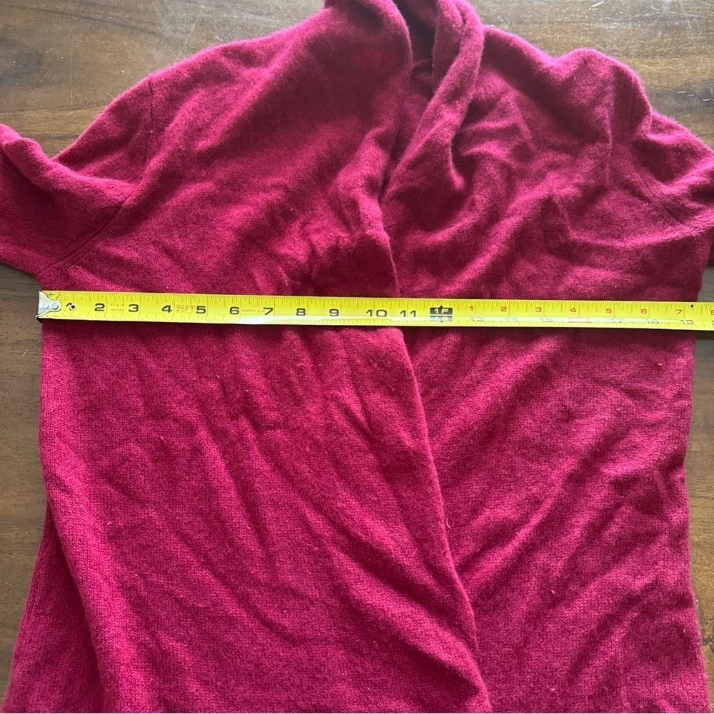 White & Warren Womens 100% Cashmere Open Front Cardigan Medium Burgundy Red - Picture 7 of 8